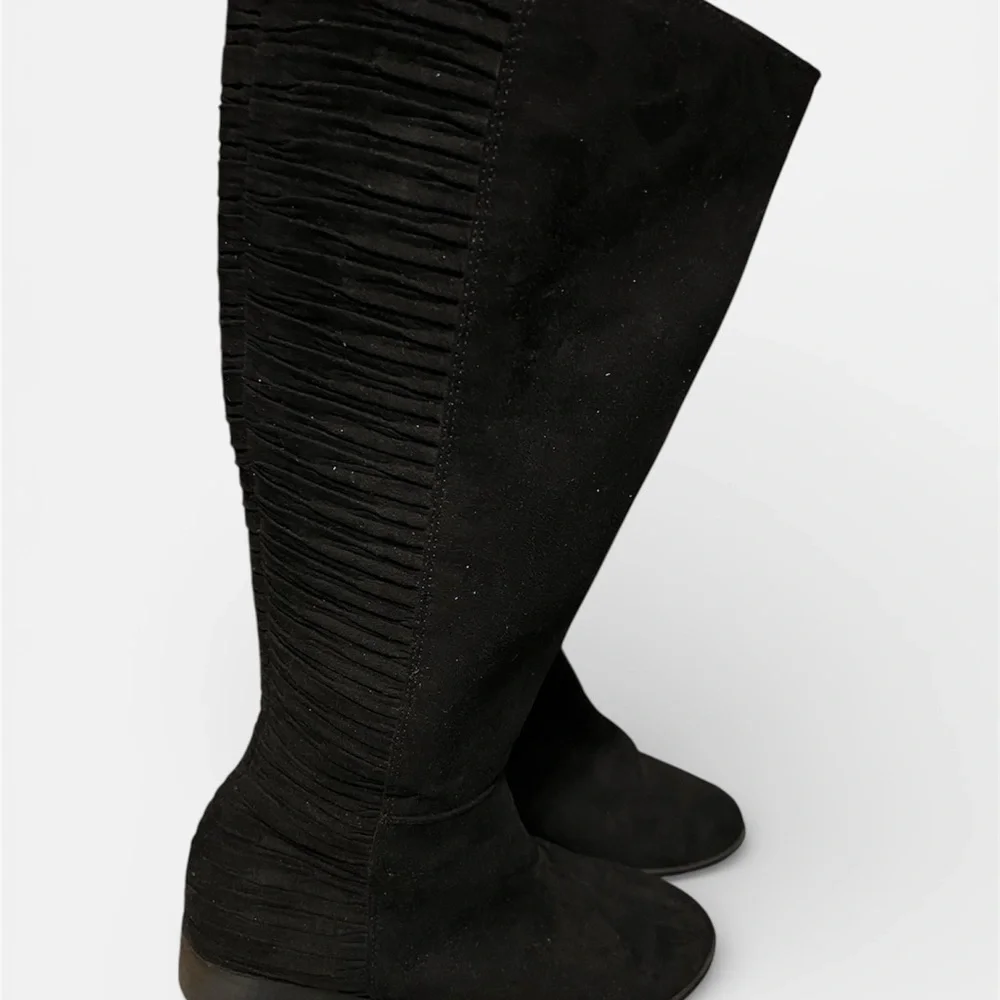 Kelly & Katie Boots Womens Lanner Tall Side Zip Riding Boot Black Faux Suede